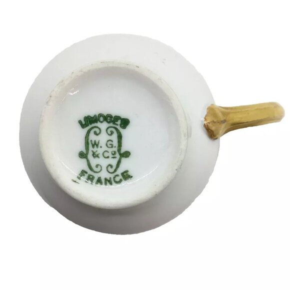 Limoges France W. G. & Co. Footed Demitasse Cup 3 Gold Bands Pattern GUE119 - Picture 6 of 6